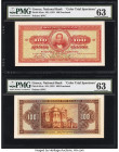 Greece National Bank of Greece 100 Drachmai ND (1923) Pick 85cts Front and Back Color Trial Specimen PMG Choice Uncirculated 63 (2). Specimen perforat...