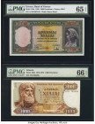 Greece Bank of Greece 1000 Drachmai 1939; 1970-72 Pick 110a; 198b Two Examples PMG Gem Uncirculated 65 EPQ; Gem Uncirculated 66 EPQ. 

HID09801242017
...