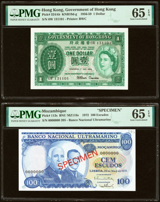 Hong Kong Government of Hong Kong 1 Dollar 1.7.1959 Pick 324Ab KNB19 PMG Gem Unc...