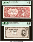 Hungary Hungarian National Bank 100,000; 1 Million B.-Pengo 1946 Pick 133; 134 Two Examples PMG Gem Uncirculated 66 EPQ; Gem Uncirculated 65 EPQ. 

HI...