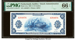 Netherlands Antilles Nederlandse Antillen, Muntbiljet 2 1/2 Gulden 1955 Pick A1a PMG Gem Uncirculated 66 EPQ. 

HID09801242017

© 2022 Heritage Auctio...