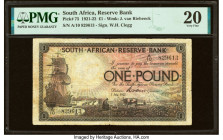 South Africa South African Reserve Bank 1 Pound 3.7.1922 Pick 75 PMG Very Fine 20. A split is noted on this example. 

HID09801242017

© 2022 Heritage...
