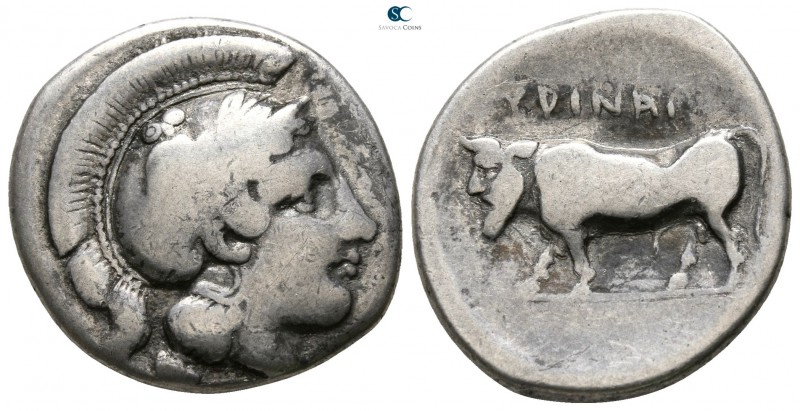 Campania. Hyria circa 400-395 BC. 
Nomos AR

21mm., 6,91g.

Helmeted head o...