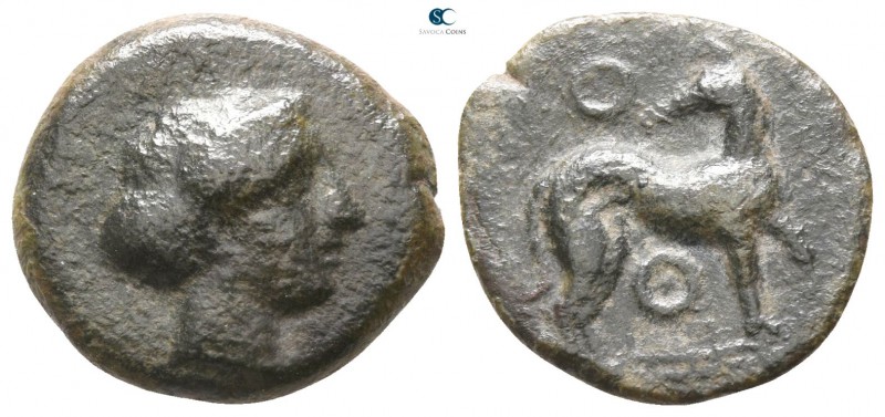 Sicily. Eryx circa 412-409 BC. 
Hexas or Dionkion Æ

14mm., 2,43g.

Head of...