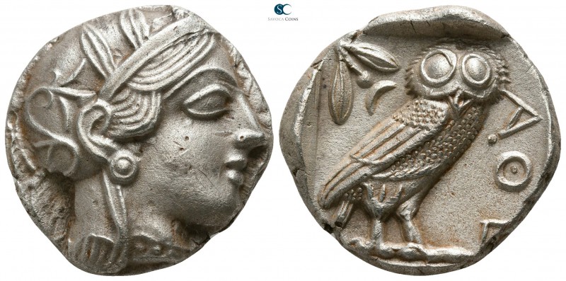 Attica. Athens 454-404 BC. 
Tetradrachm AR

22mm., 16,53g.

Head of Athena ...