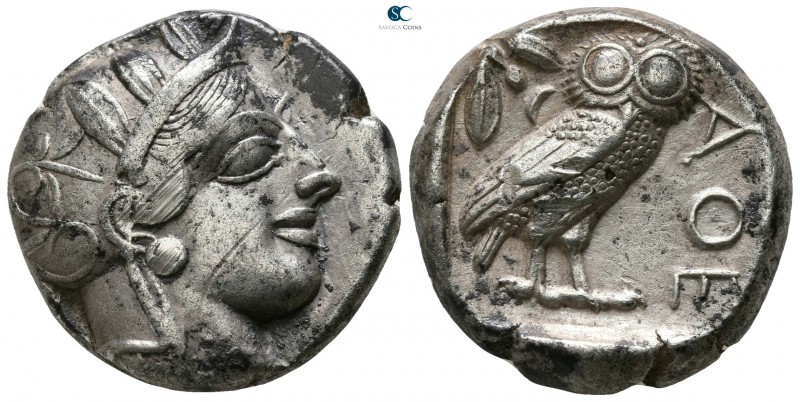 Attica. Athens 454-404 BC. 
Tetradrachm AR

21mm., 16,94g.

Head of Athena ...