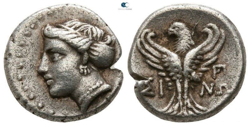 Paphlagonia. Sinope 410-375 BC. 
Hemidrachm AR

13mm., 2,86g.

Head of nymp...