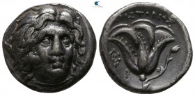 Islands off Caria. Rhodos. ΑΡΙΣΤΟΒΙΟΣ (Aristobios), magistrate circa 275-250 BC. Didrachm AR