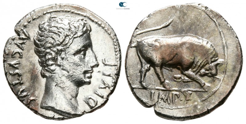 Augustus 27 BC-AD 14. Lugdunum (Lyon)
Denarius AR

16mm., 3,91g.

AVGVSTVS ...