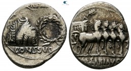 Augustus 27 BC-AD 14. Spanish mint (Colonia Partica). Denarius AR