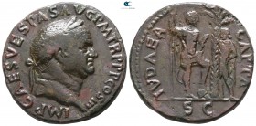 Vespasian AD 69-79. "Judaea Capta" issue. Struck AD 71. Rome. Sestertius Æ