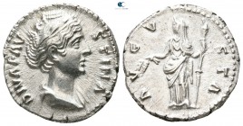 Diva Faustina I AD 140-141. Struck under Antoninus Pius, circa AD 146/7-161. Rome. Denarius AR