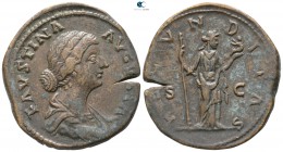 Faustina II AD 147-175. Struck under Marcus Aurelius. Rome. Sestertius Æ