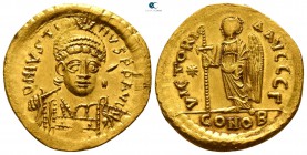 Justin I AD 518-527. Struck circa AD 518-522. Constantinople. 3rd officina. Solidus AV