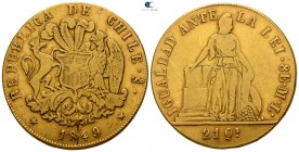 Chile. Santiago.  AD 1849. 8 Escudos AV (0.999)