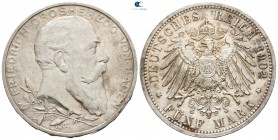 Germany. Baden. Friedrich I AD 1856-1907. 50 years of reign. 5 Mark 1902