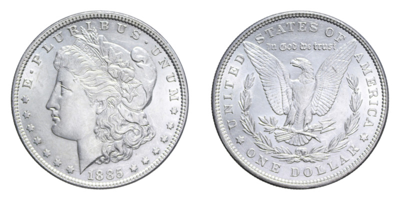 AMERICA DOLLARO 1885 MORGAN AG. 26,78 GR. SPL-FDC (SEGNETTI)