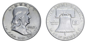 AMERICA MEZZO DOLLARO 1957 FRENKLIN AG. 12,32 GR. BB+