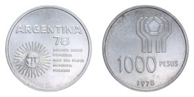 ARGENTINA 1000 PESOS 1978 AG. 10 GR. PROOF (PATINATA + SEGNETTI)