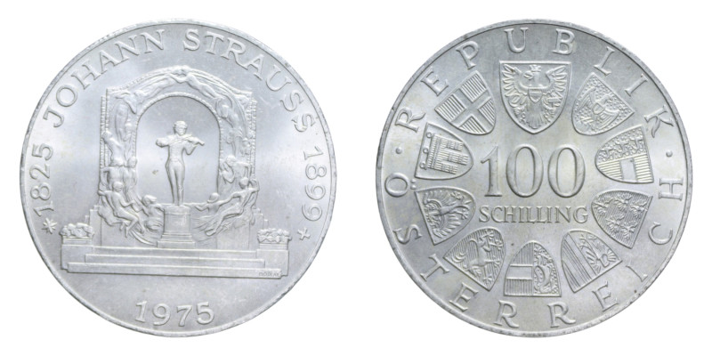 AUSTRIA 100 SCHILLING 1975 AG. 23,80 GR. FDC (SEGNETTI AL TAGLIO)