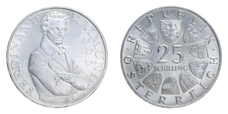 AUSTRIA 25 SCHILLING 1966 AG. 13,03 GR. FDC (SEGNETTI)