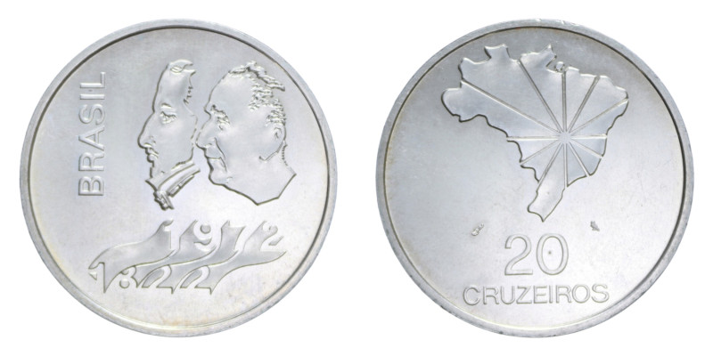 BRASILE 20 CRUZEIROS 1972 AG. 18,01 GR. qFDC