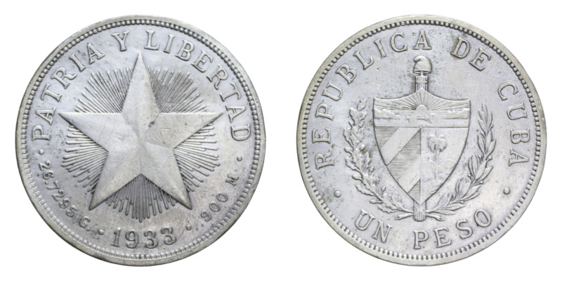 CUBA PESO 1933 AG. 26,73 GR. BB