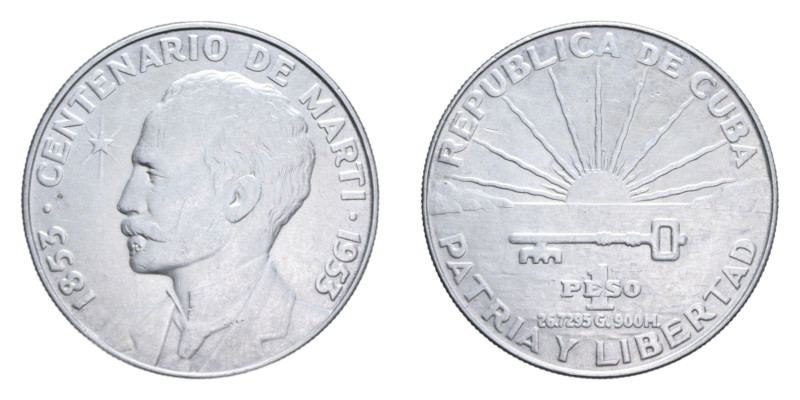 CUBA PESO 1953 AG. 26,65 GR. qSPL