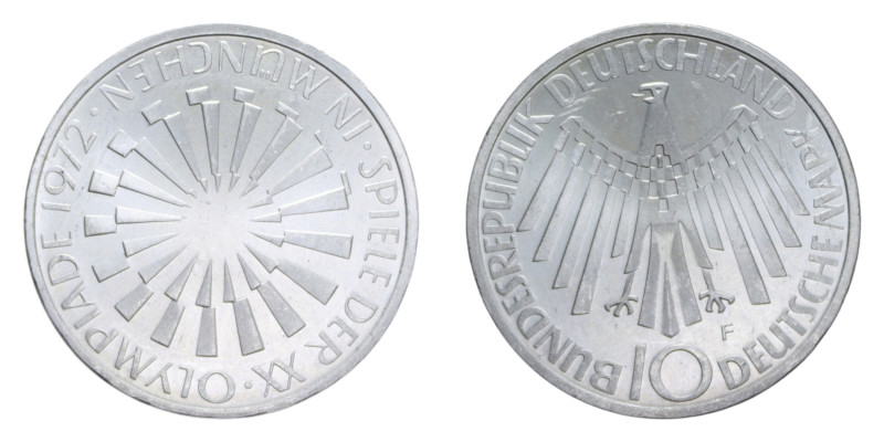 GERMANIA 10 MARK 1972 F AG. 15,5 GR. FDC (SEGNETTI)