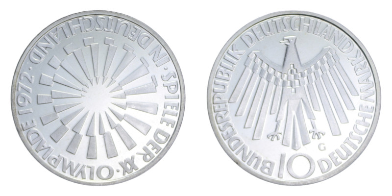 GERMANIA 10 MARK 1972 G AG. 15,5 GR. PROOF