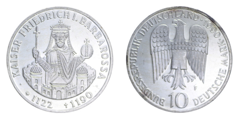 GERMANIA 10 MARK 1990 F AG. 15,5 GR. FDC (SEGNETTI)