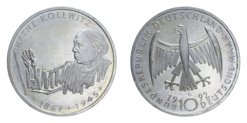 GERMANIA 10 MARK 1991 G AG. 15,5 GR. FDC (COLPETTO)