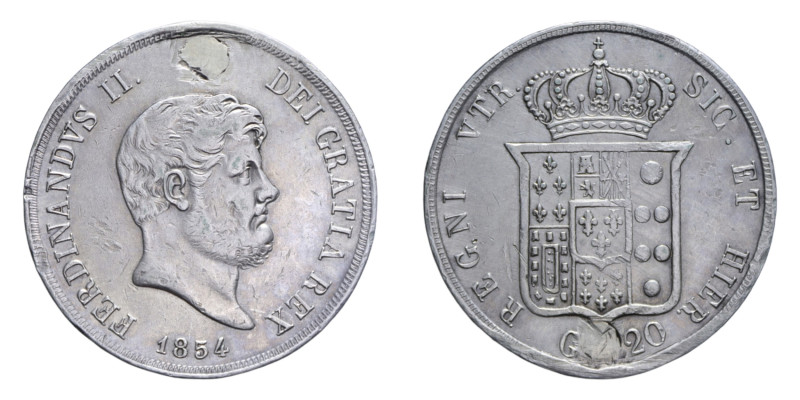 ITALIA REGNO DELLE DUE SICILIE FERDINANDO II PIASTRA 120 GRANA 1854 AG. 27,60 GR...