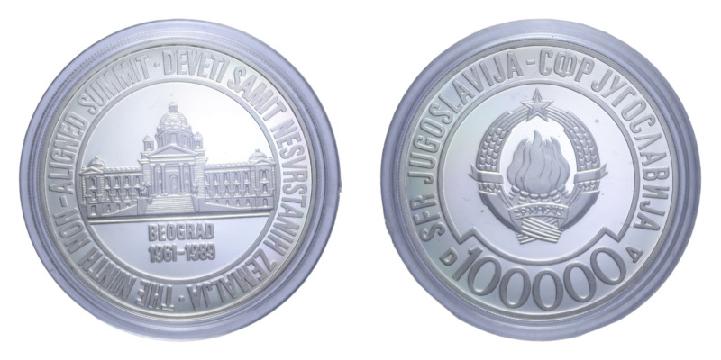 YUGOSLAVIA 100000 DINARA 1989 AG. 17,09 GR. IN COFANETTO PROOF