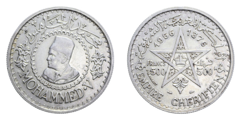 MAROCCO 500 FRANCS 1956 AG. 22,65 GR. BB-SPL