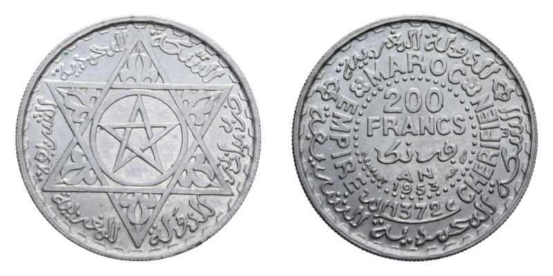 MAROCCO 200 FRANCS 1953 AG. 8,07 GR. SPL+