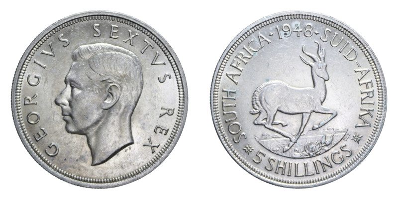 SUD AFRICA GIORGIO VI 5 SHILLINGS 1948 AG. 28,37 GR. SPL/SPL+ (SEGNETTI)