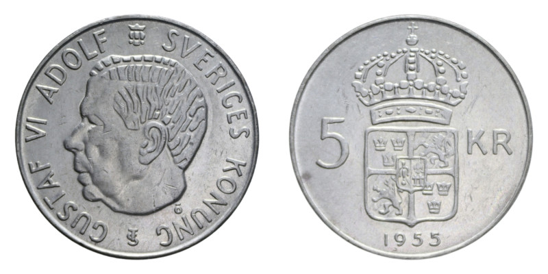 SVEZIA GUSTAF VI 5 KRONOR 1955 AG. 18,04 GR. SPL