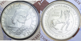 10000 LIRE 1996 PROCLAMAZIONE REPUBBLICA AG.22 GR. IN FOLDER FDC