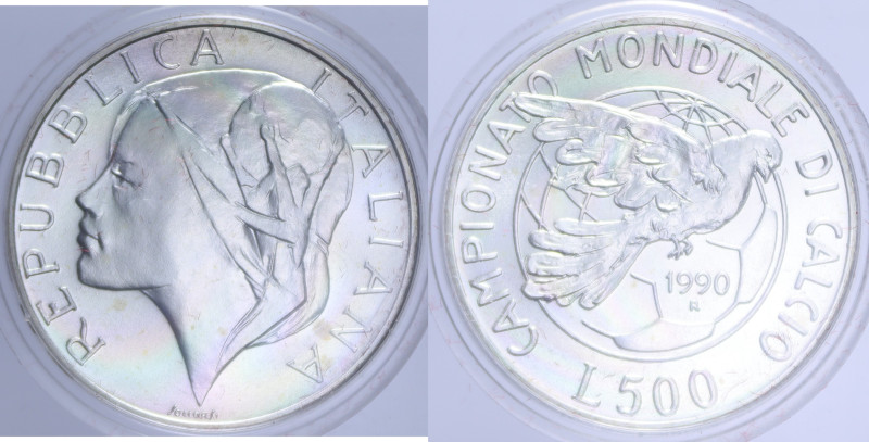 500 LIRE 1990 MONDIALE DI CALCIO ITALIA AG. 11 GR. IN COFANETTO FDC
