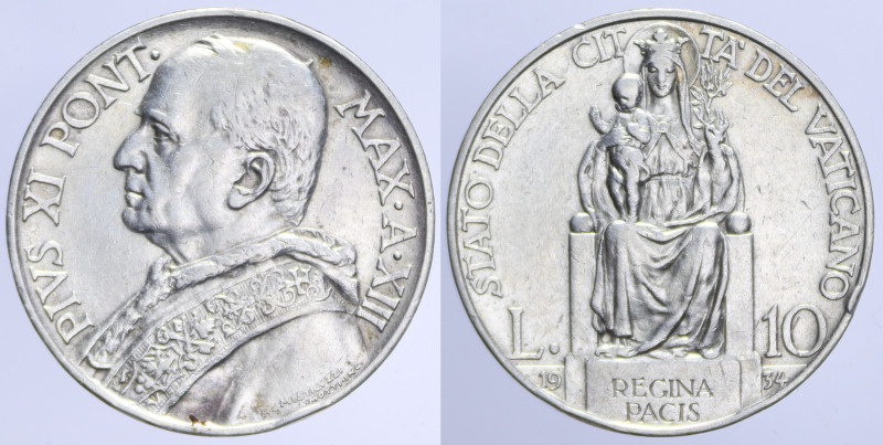 PIO XI 10 LIRE 1934 AG. 10,03 GR. BB