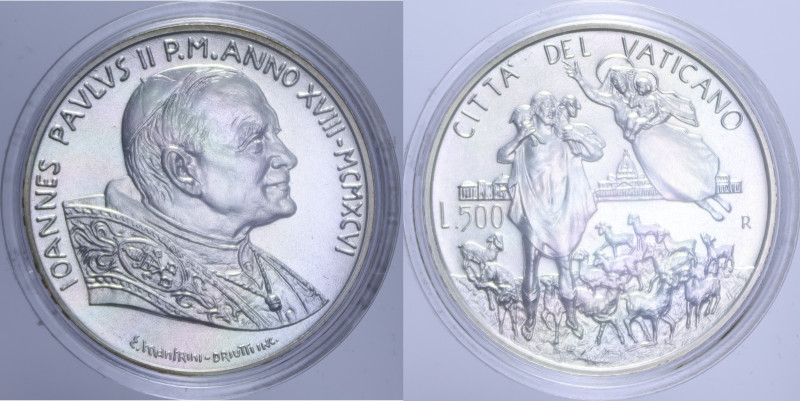 GIOVANNI PAOLO II 500 LIRE 1996 AG. 11 GR. IN COFANETTO FDC