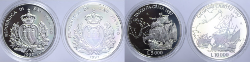 10000 + 5000 LIRE 1997 DITTICO AG. 22+18 GR. IN COFANETTO PROOF