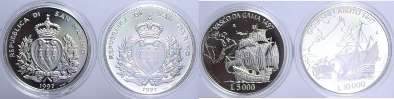 10000 + 5000 LIRE 1997 DITTICO AG. 22+18 GR. IN COFANETTO PROOF