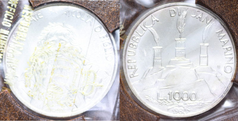 1000 LIRE 1980 AG. 14,6 GR. IN FOLDER FDC