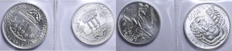1000 + 500 LIRE 1985 DITTICO AG. 14,6+11 GR. IN COFANETTO FDC