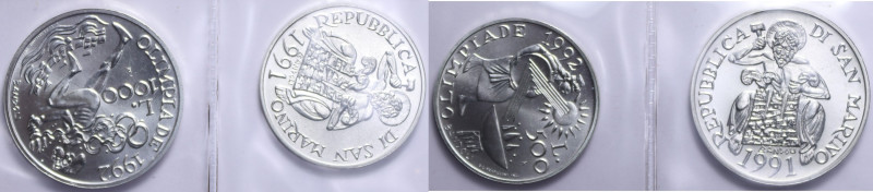 1000 + 500 LIRE 1991 DITTICO AG. 14,6+11 GR. IN COFANETTO FDC