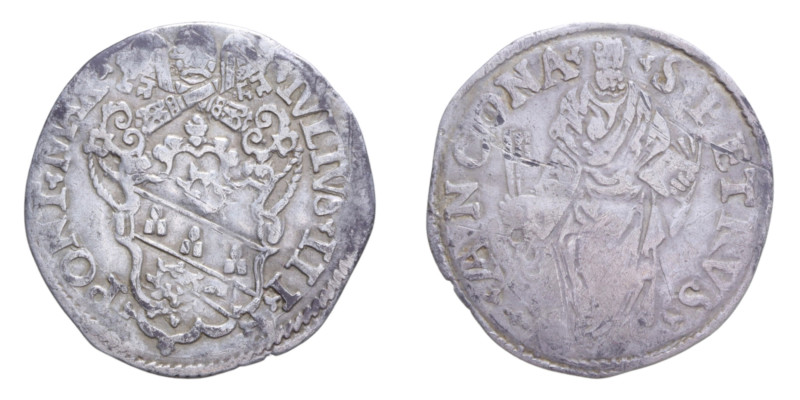 ANCONA GIULIO III (1550-1555) GIULIO AG. 2,85 GR. MIR. 993/5 C BB/qBB