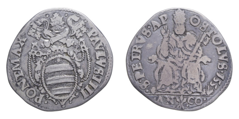 ANCONA PAOLO IV (1555-1559) TESTONE 1557 AG. 9,10 GR. MIR. 1031/5 C BB