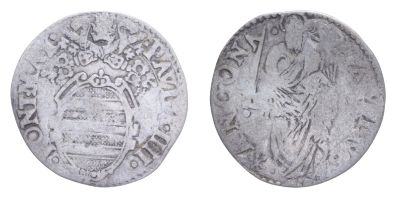 ANCONA PAOLO IV (1555-1559) GIULIO AG. 2,50 GR. MIR. 1034 C MB-BB